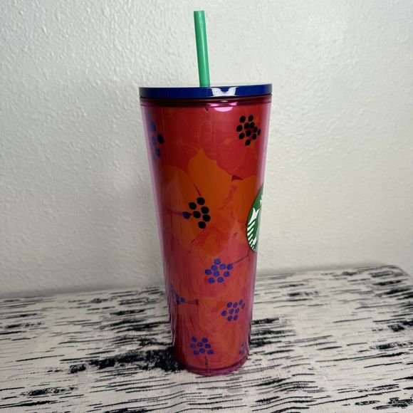 Starbucks Flower 2022 Summer Floral Hibiscus Tumbler Cold Cup 24oz Venti - Picture 3 of 12